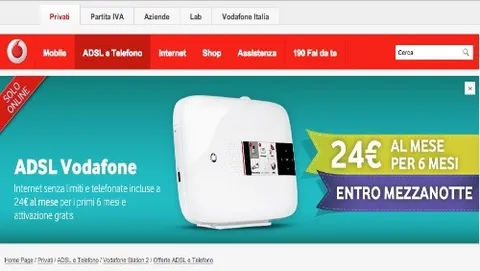 Vodafone: solo per oggi ADSL e Telefono Senza Limiti a 24 euro per 6 mesi