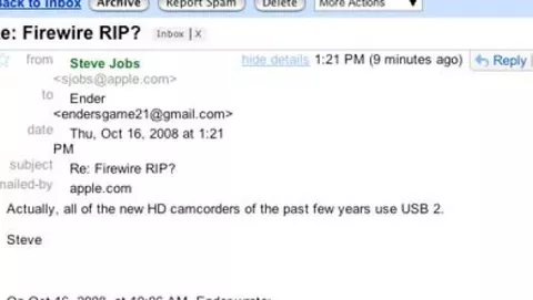Steve Jobs risponde all'email di un utente (forse)