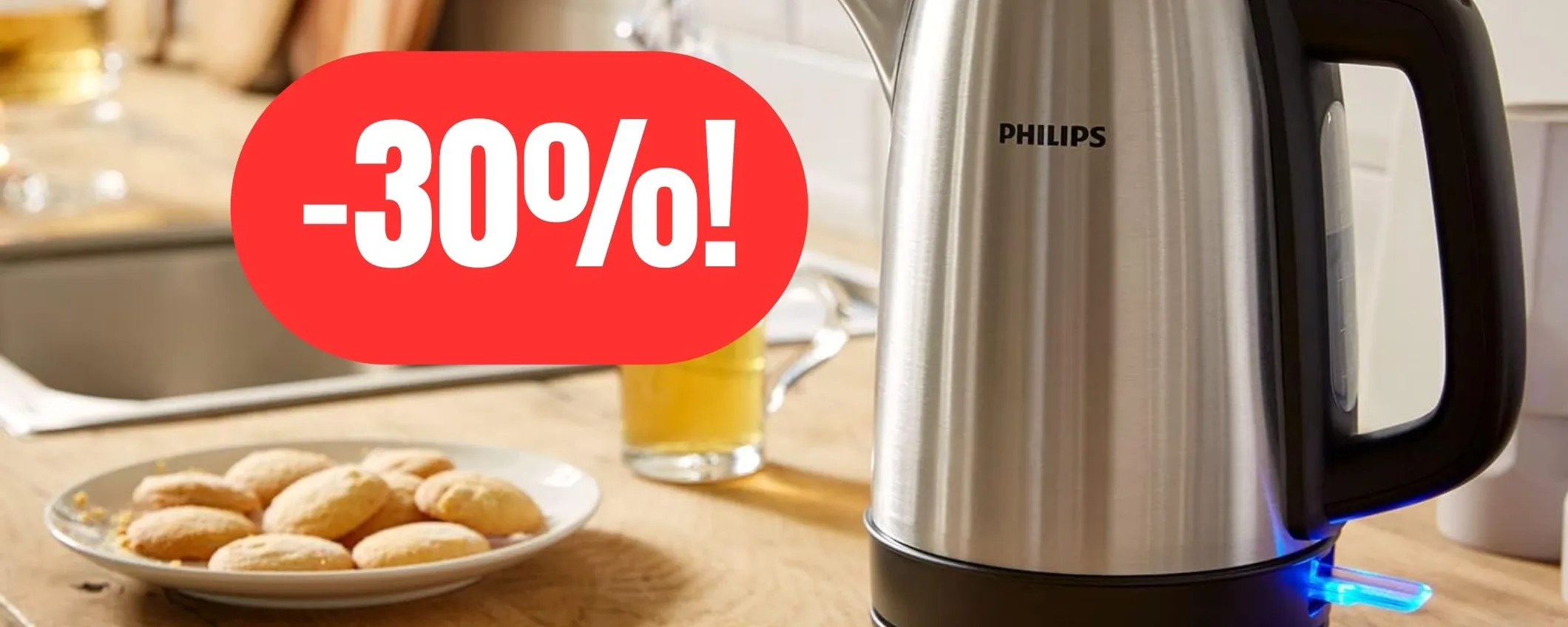 Bollitore elettrico Philips da 1,7L in acciaio Inox al 30% di sconto