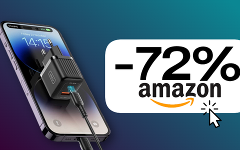 Caricabatterie USB-C e USB-A da 30W: Amazon da CAPOGIRO con lo SCONTO del 72%