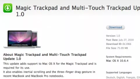 Apple rilascia Magic Trackpad e Multi-Touch Trackpad Update 1.0