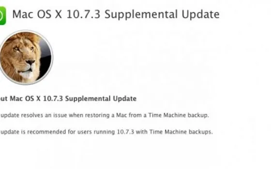 Aggiornamento per Mac OS X 10.7.3 disponibile per il download