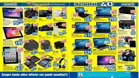 Euronics: sconti sino al 40% con le Olimpiadi del risparmio