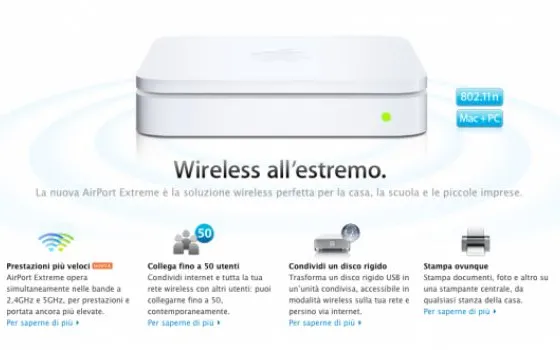 Apple aggiorna in sordina AirPort Extreme