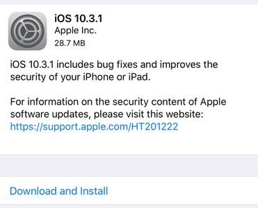 Apple rilascia iOS 10.3.1: risolve la vulnerabilità del WiFi