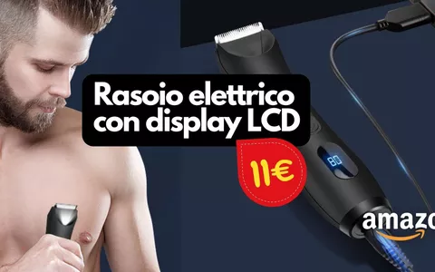 Rasoio elettrico a soli 11€ con display LCD, luce a LED e ACCESSORI: regalo Amazon (-50%)
