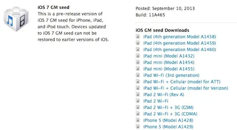 iOS 7, rilasciata agli sviluppatori la Golden Master