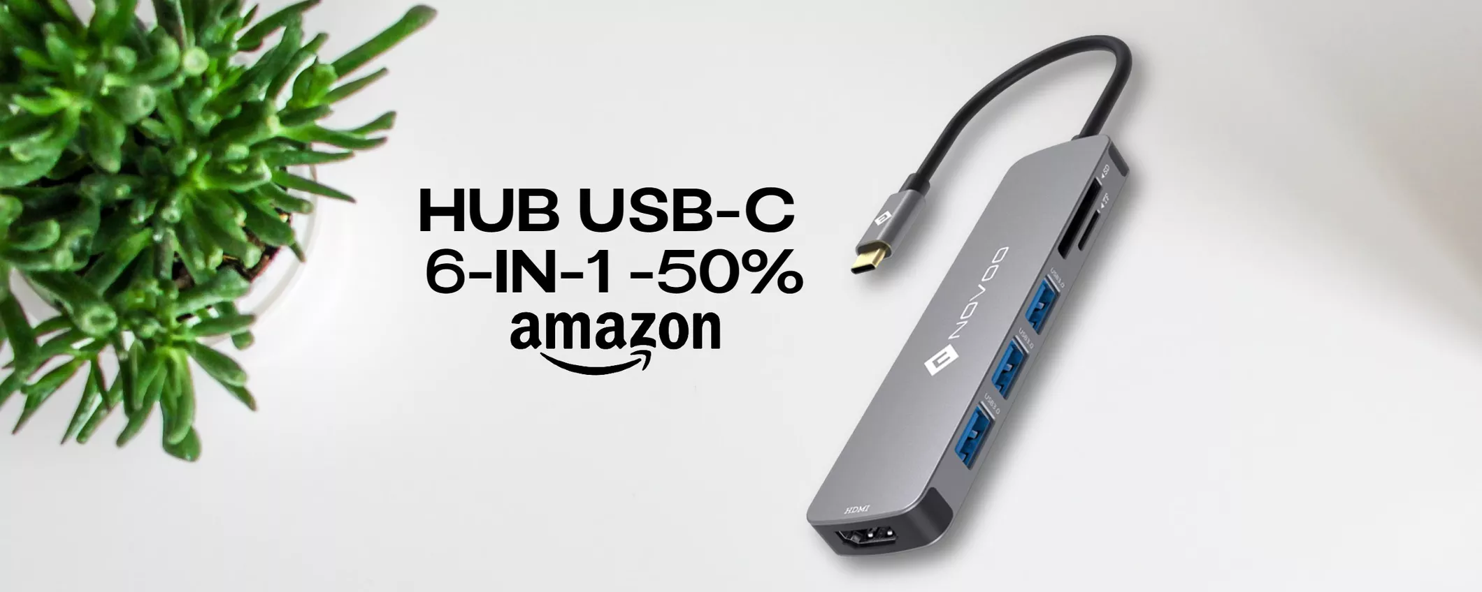 Hub USB-C 6-in-1 a metà prezzo su Amazon: AFFARE