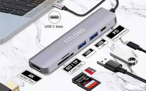 HUB USB C 6 in 1 per MacBook Air e Pro a soli 17€ su Amazon!