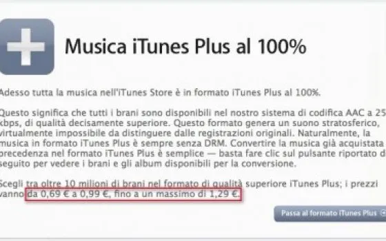 I nuovi prezzi dell'iTunes Store