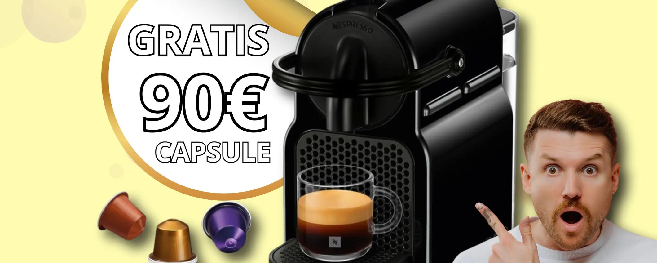 Nespresso Inissia De'Longhi: oggi IN REGALO ben 90€ di caffè NESPRESSO