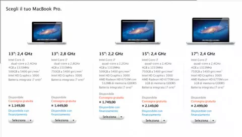 Apple aggiorna la linea MacBook Pro: processori più veloci, hard disk e grafica migliorati