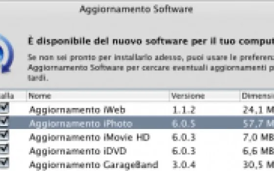 Aggiornamento Software per iLife