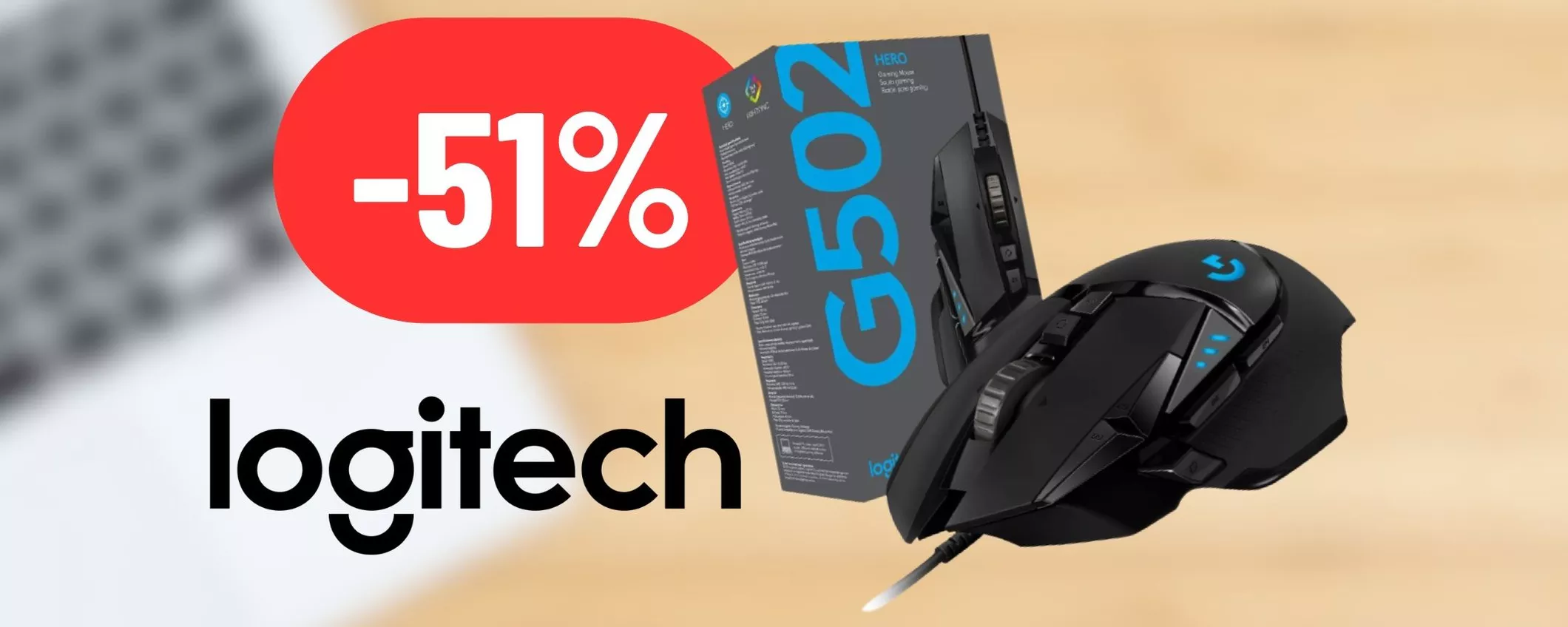 Sarà sempre HEADSHOT con il mouse da gaming Logitech al 51% di sconto
