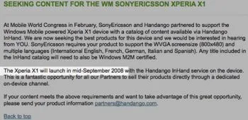 Sony Xperia X1 in arrivo a Settembre
