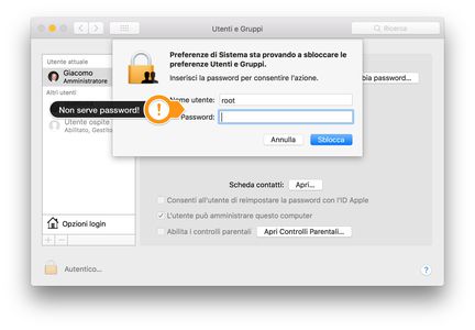 macOS High Sierra, un bug dà accesso totale al Mac senza password