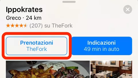 iOS 10, prenotare un ristorante in Mappe con The Fork