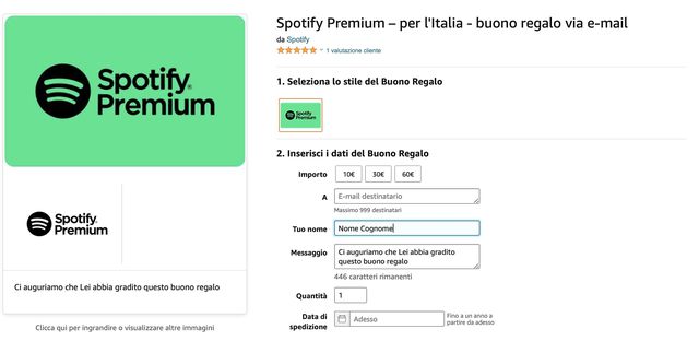 Buono Regalo Spotify Premium