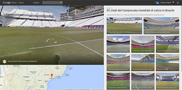 Gli stadi dei mondiali di calcio in Brasile su Street View