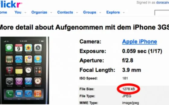 Le prime foto caricate su Flickr da iPhone 3G S e i loro dati EXIF