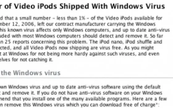 iPod Video venduti con un virus
