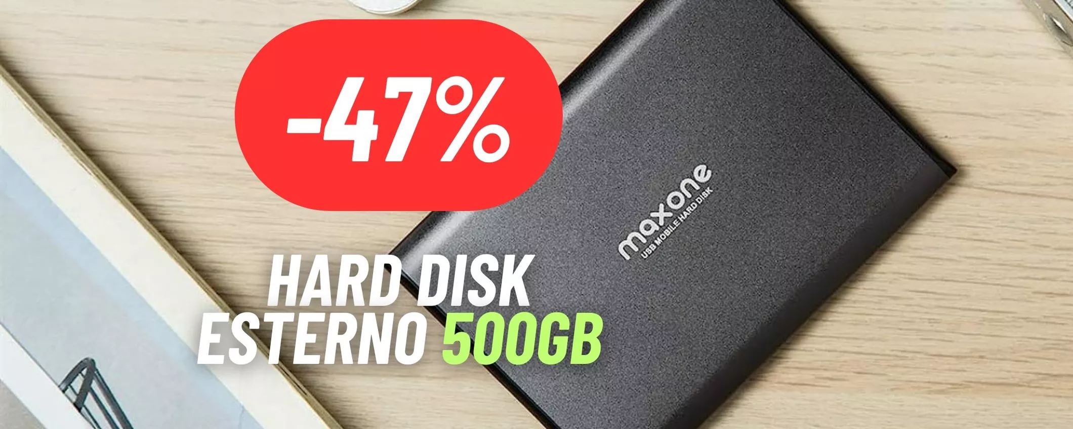 Hard disk esterno da 500GB MEGA SCONTATO: risparmia il 47%