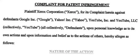 Google e Yahoo sotto accusa da parte di Xerox per violazione di brevetti