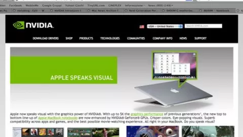 Informazioni sui chip grafici dei nuovi MacBook sul sito NVIDIA