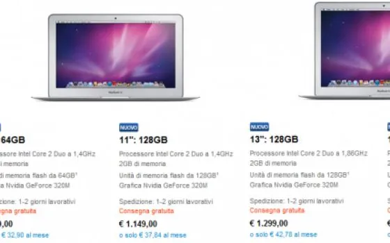 Back to the Mac 2010: I prezzi del nuovo MacBook Air [aggiornato]