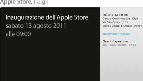 L'Apple Store di Firenze aprirà sabato 13 agosto. Prossimamente un Apple Store in pieno centro a Torino