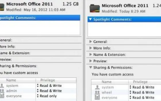 Office 2011 SP2: un bug nei diritti di scrittura