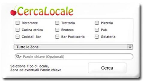 Una widget per cercare i locali a Milano