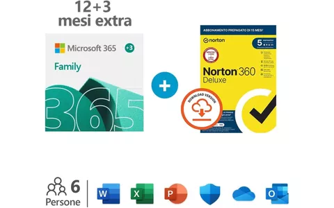 Microsoft 365 Family e Norton 360 Deluxe: Un Accoppiamento Perfetto per la Sicurezza e la Produttività in Offerta Imperdibile!