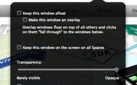 Afloat, un plugin in Cocoa per potenziare la gestione delle finestre di OS X