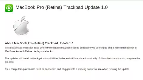 MacBook Pro Retina, aggiornato il bug del trackpad