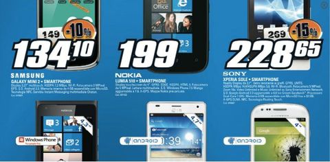 Volantino Saturn: Nokia Lumia 510 a 199 euro