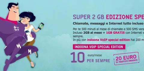 Tiscali Mobile: con Super 2GB un giga in omaggio