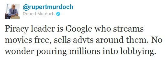 Murdoch attacca Google su Twitter