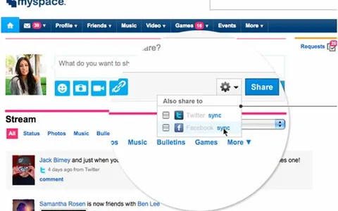 MySpace integra la sincronizzazione con Facebook e Twitter