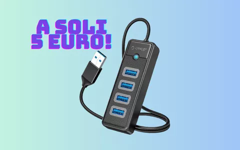 Hub USB 4-in-1 a SOLI 5 EURO: applica il DOPPIO COUPON Amazon