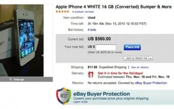 Apple: via gli iPhone bianchi da eBay