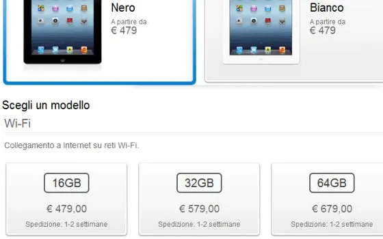 Nuovo iPad in vendita in Italia a partire da 479 €