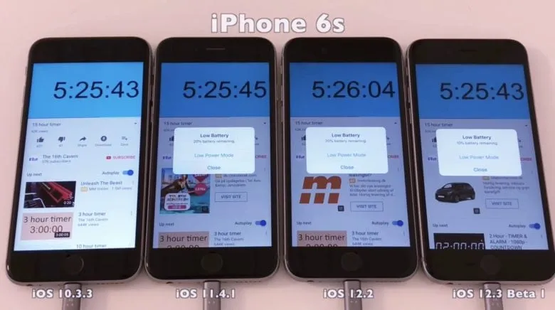 Durata Batteria iPhone - Confronto iOS 10,11,12