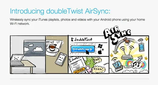 doubleTwist, Android si sincronizza in WiFi