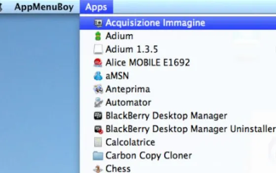 AppMenuBoy aggiunge la lista di applicazioni al dock e alla barra menù