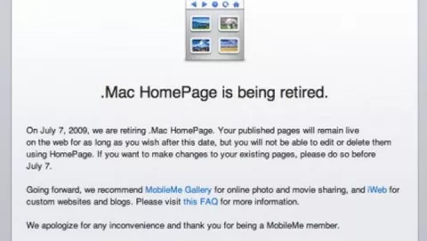Stop ai servizi Groups e HomePage di .Mac a partire da luglio