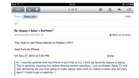 Jobs: AirPlay per Safari ed altre applicazioni nel 2011