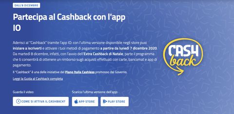 CashBack di Natale 2020: Aggiungere una carta sull'app IO