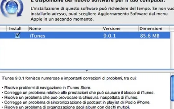 Disponibile iTunes 9.0.1