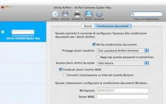 Condividere uno o più hard disk USB tramite Base AirPort Extreme